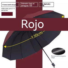 ☔ Paraguas Plegable de 12 Varillas – Resistente al Viento, Impermeable y Ligero para Lluvia y Sol 🌞