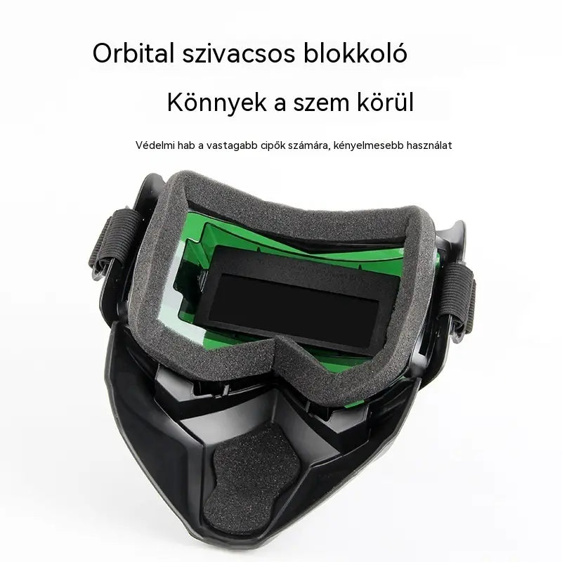 Teljesen automatikus hegesztősisak fénykapcsolóval és fejre szerelhető védőálarccal hegesztők számára