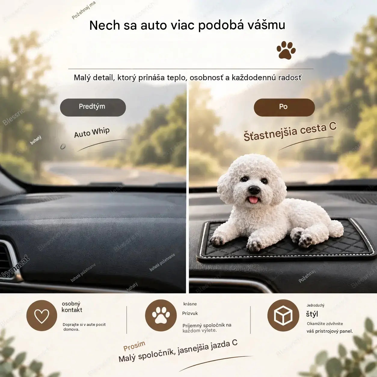 🐶✨Ozdoba na auto v tvare pudla: najroztomilejšie vylepšenie palubnej dosky