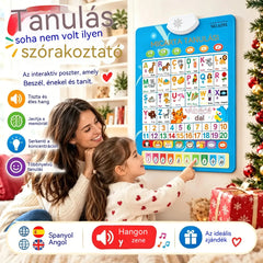 🔊 Kétnyelvű Beszélő Oktató Táblázat (spanyol-angol) | Hangos Ábécé (26/27 Betű) | Luxus Ajándékkészlet Gyermekeknek 🎁