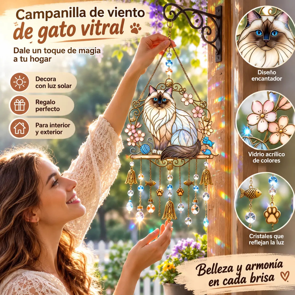 🎃Campanillas de viento con forma de gato atrapasol
