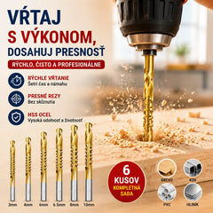 【6-dielna sada】⚙️ Sada špirálových vrtákov: Vyrobené z rýchloreznej ocele s titánovým povlakom a vhodné pre rôzne materiály 🧰