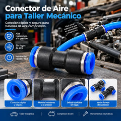 【40 piezas】 Kit de accesorios para manguera neumática de aire de 1/4” con conexión rápida por presión