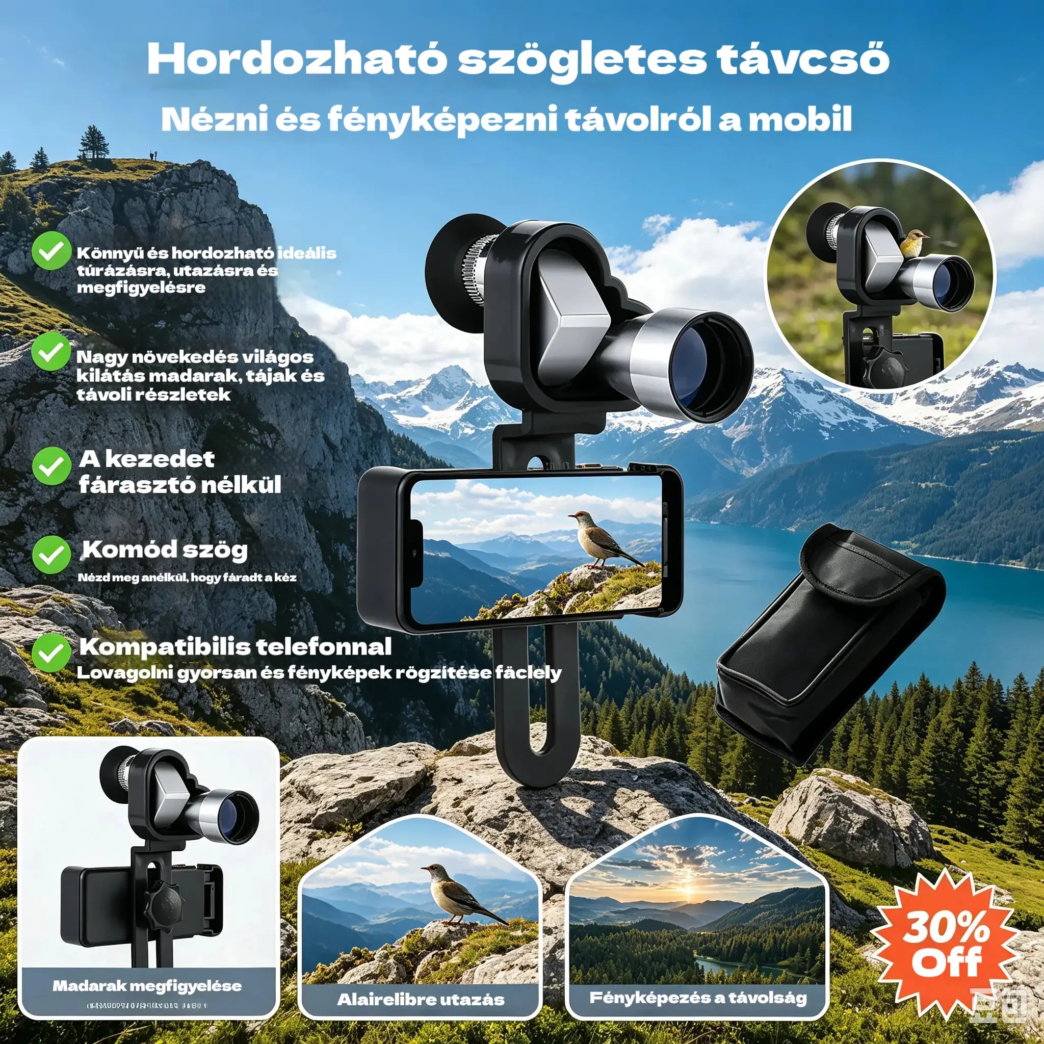 【🔭】Mini monokuláris távcső telefonhoz – Hordozható monokuláris távcső utazáshoz és megfigyeléshez