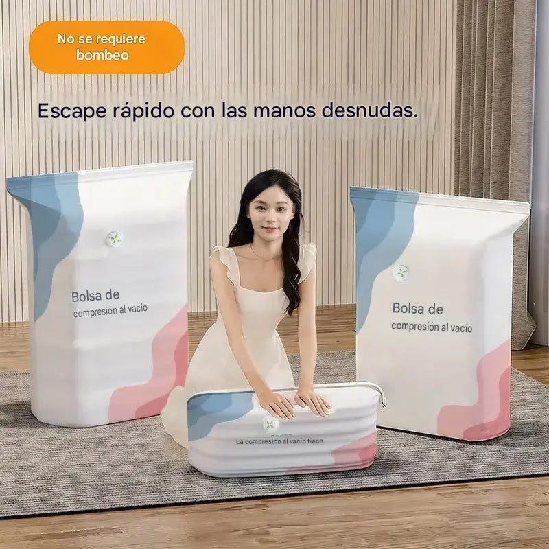 🧳 5 artículos por solo 31 € 💨 Bolsas de almacenamiento al vacío grandes y flexibles: No necesitan bomba de aire, son a prueba de fugas, ideales para ahorrar espacio en tu maleta y en casa ✈️