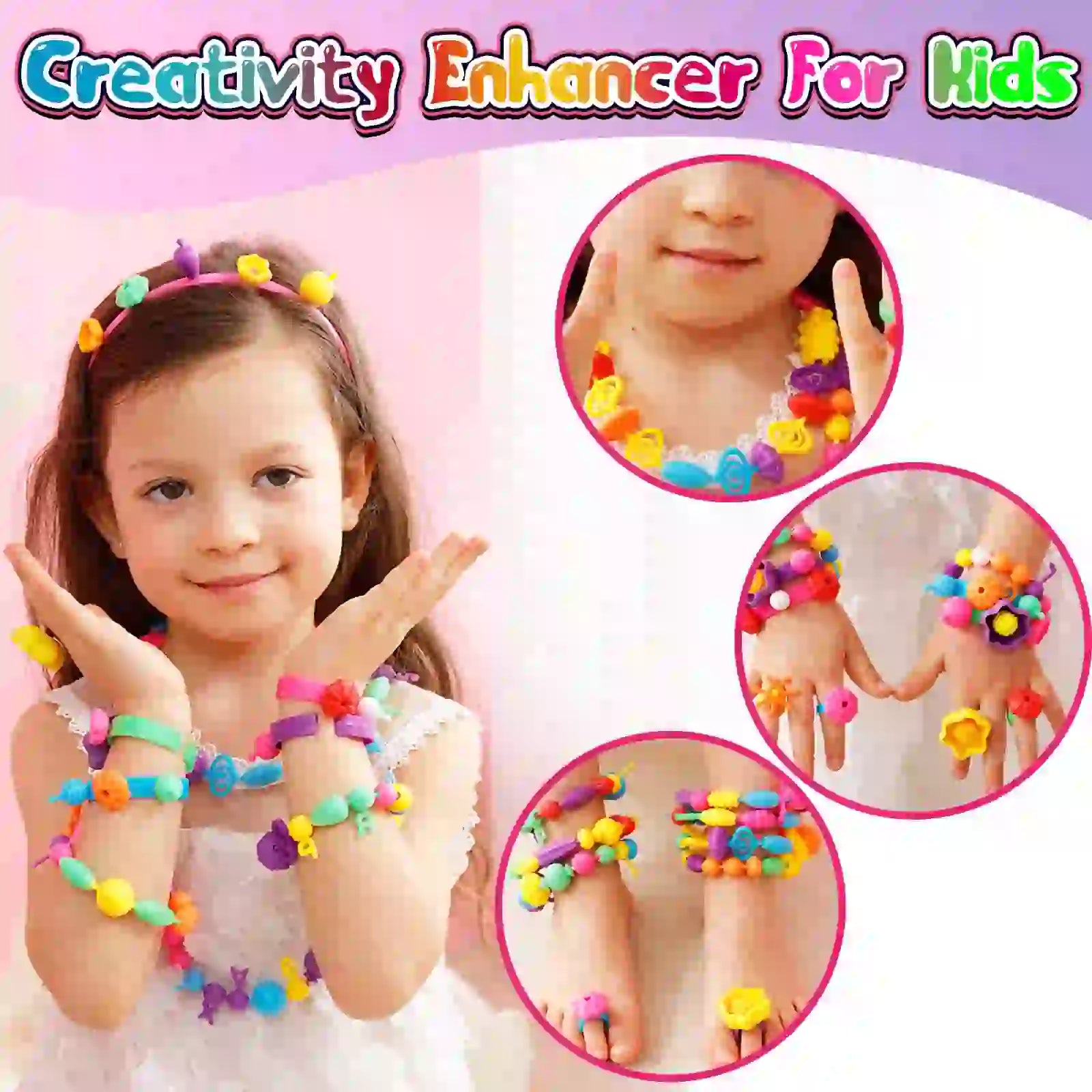 【🔥320 piezas】Juguete educativo de cuentas de arte pop versátil para niños, pulseras y collares hechos a mano con hilo de cuentas.