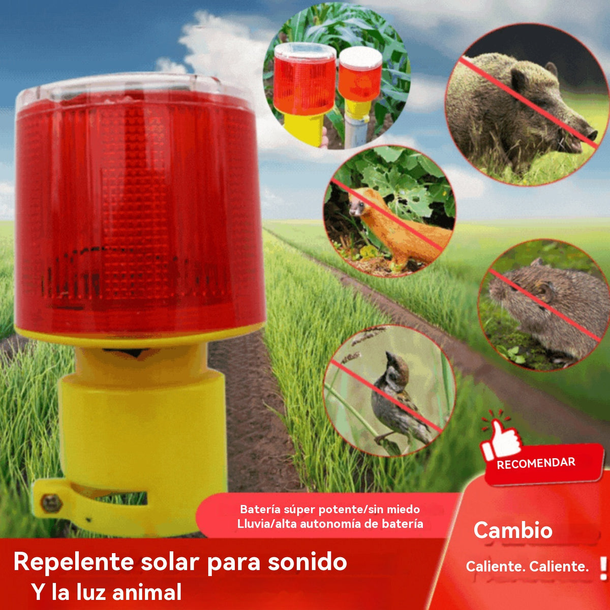 🔥🔥Luz de advertencia solar La luz de señal de torre ahuyenta eficazmente a los ladrones y animales salvajes