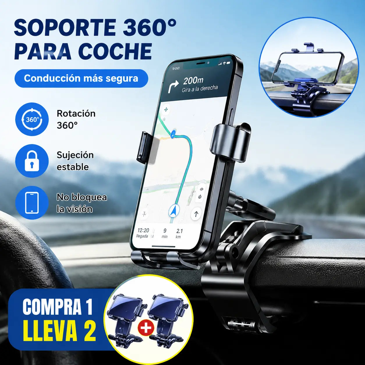 🔥Compra 1 y llévate 1 gratis🔥2 piezas 25 euros📱 Soporte de Móvil con Pinza 360° — ¡Sujétalo Donde Quieras y Disfruta con las Manos Libres!