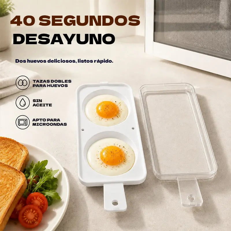 【Paquete de 3 piezas】🥳⏰50% de descuento🔥👨‍🍳Cocedor de huevos de microondas de doble cavidad🍳