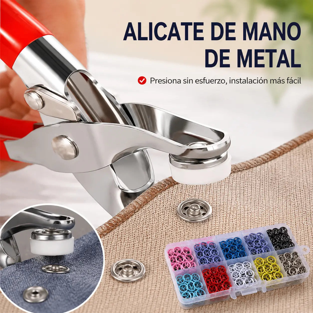 🔥 Kit de Botones Sin Costura | 100 Pares + Alicates de Instalación Fácil ✨