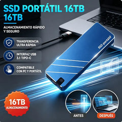 📣【SSD externo pequeño】💫Alta velocidad de transferencia, diseño compacto, ligero, resistente a golpes, estable