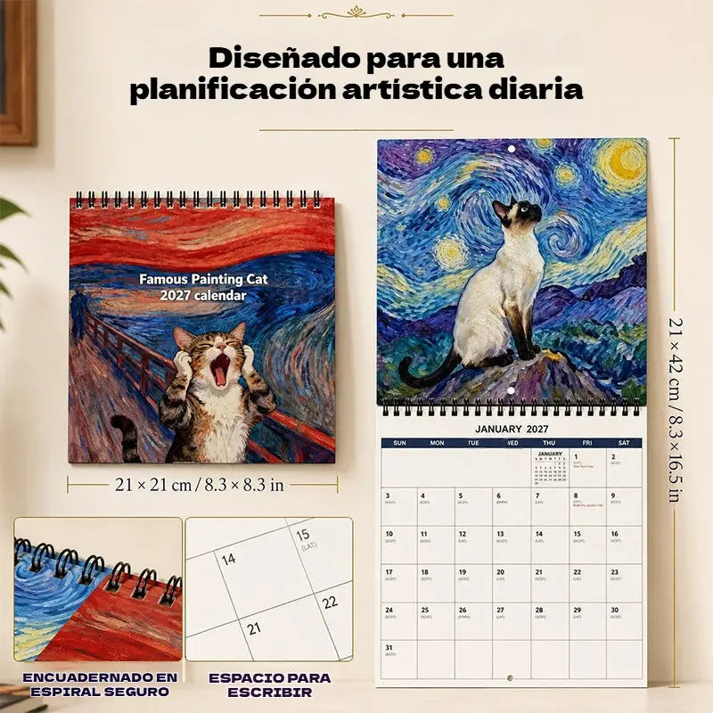 🏆🥳 50% DE DESCUENTO 🗓️🐱 Calendario de emojis de gatos 2027: humor diario y datos curiosos, se puede colgar directamente en la pared ✨