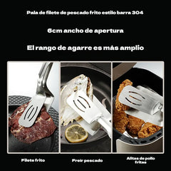 👨‍🍳Pinzas de acero inoxidable 304 para freír filetes y pescado en sartén.