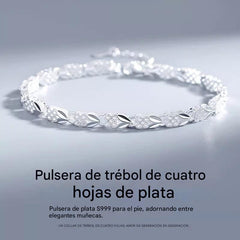 【Compre 1 y obtenga 1 gratis】Love New Fashion Pulsera de plata 925 con un trébol de cuatro hojas para mujer