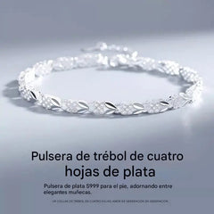 【Compre 1 y obtenga 1 gratis】2 piezas por 26 euros🛒 Love New Fashion Pulsera de plata 925 con un trébol de cuatro hojas para mujer