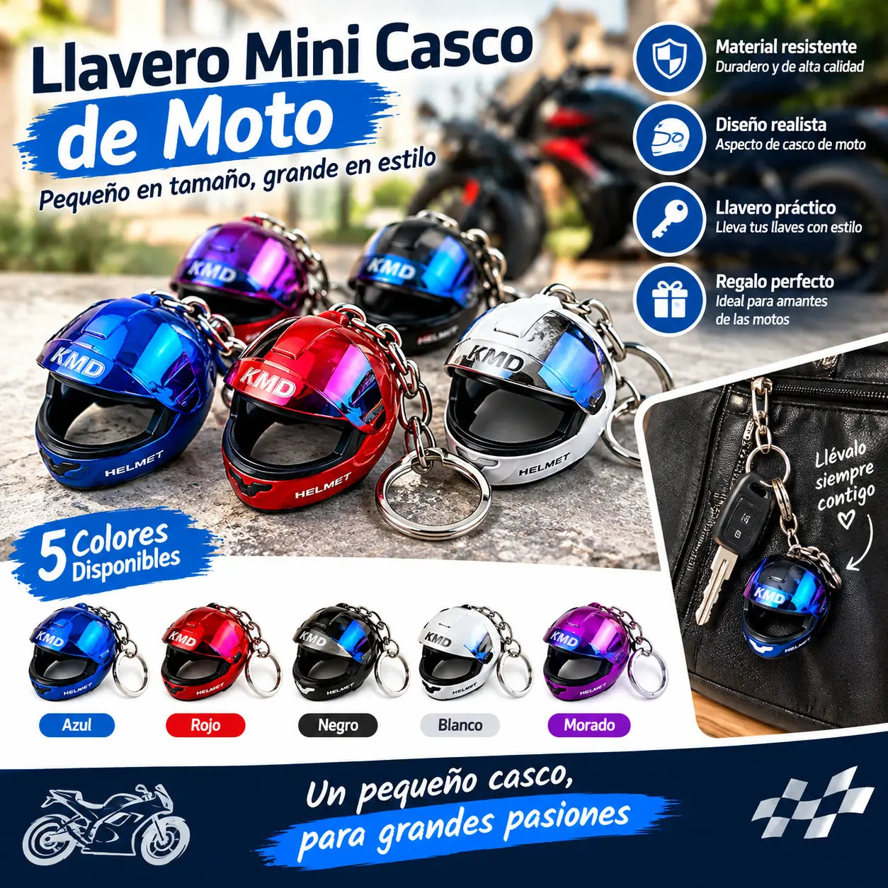 ¡Compra 1 y llévate 1 gratis! 🔥🔥 Divertido llavero con forma de mini casco de motocicleta.