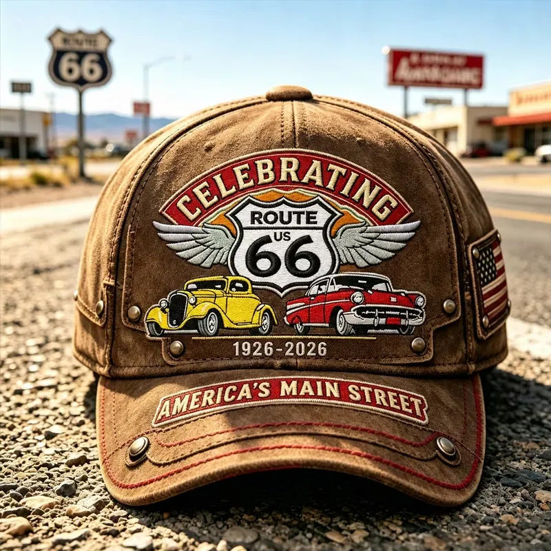 Gorra de béisbol retro ajustable de la Ruta 66, la elección perfecta para los entusiastas del ciclismo.