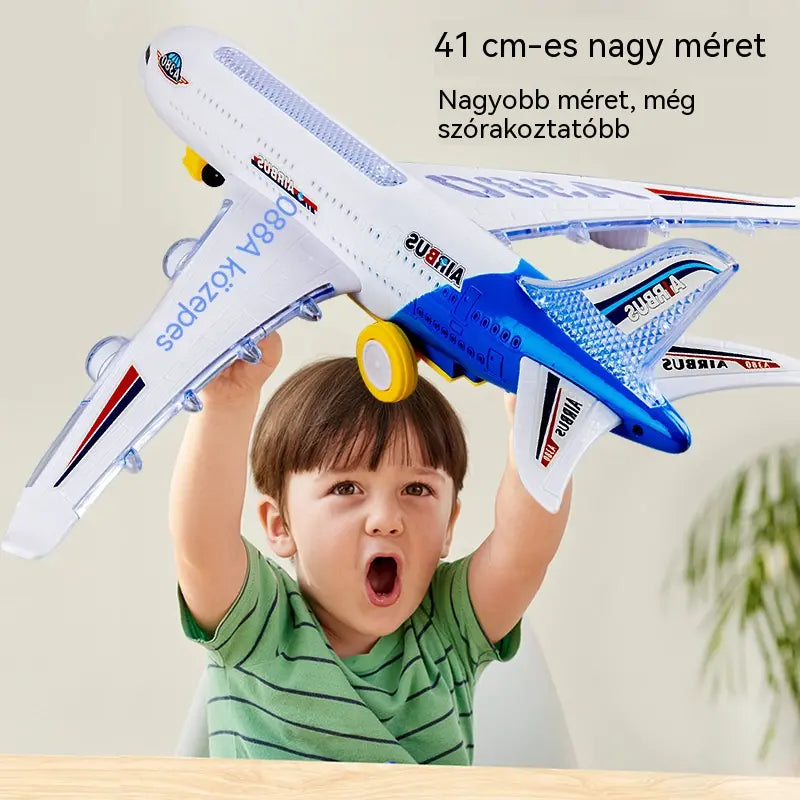 🥳🔥 Féláras ajánlat! 📣✈️ Méretarányos elektromos repülőgép modell, valósághű motorhangokkal és villogó LED lámpákkal felszerelve.