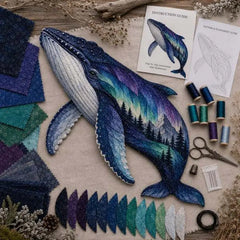🐺🧵Último día, 49% de descuento: Set de patchwork DIY de la fauna de las auroras boreales.✨