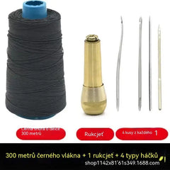 ✨NYNÍ SLEVA 50 %!✨ 5dílná sada šídel na kůži s voskovanou nití: Ruční šicí nástroje pro kožedělné řemeslo.