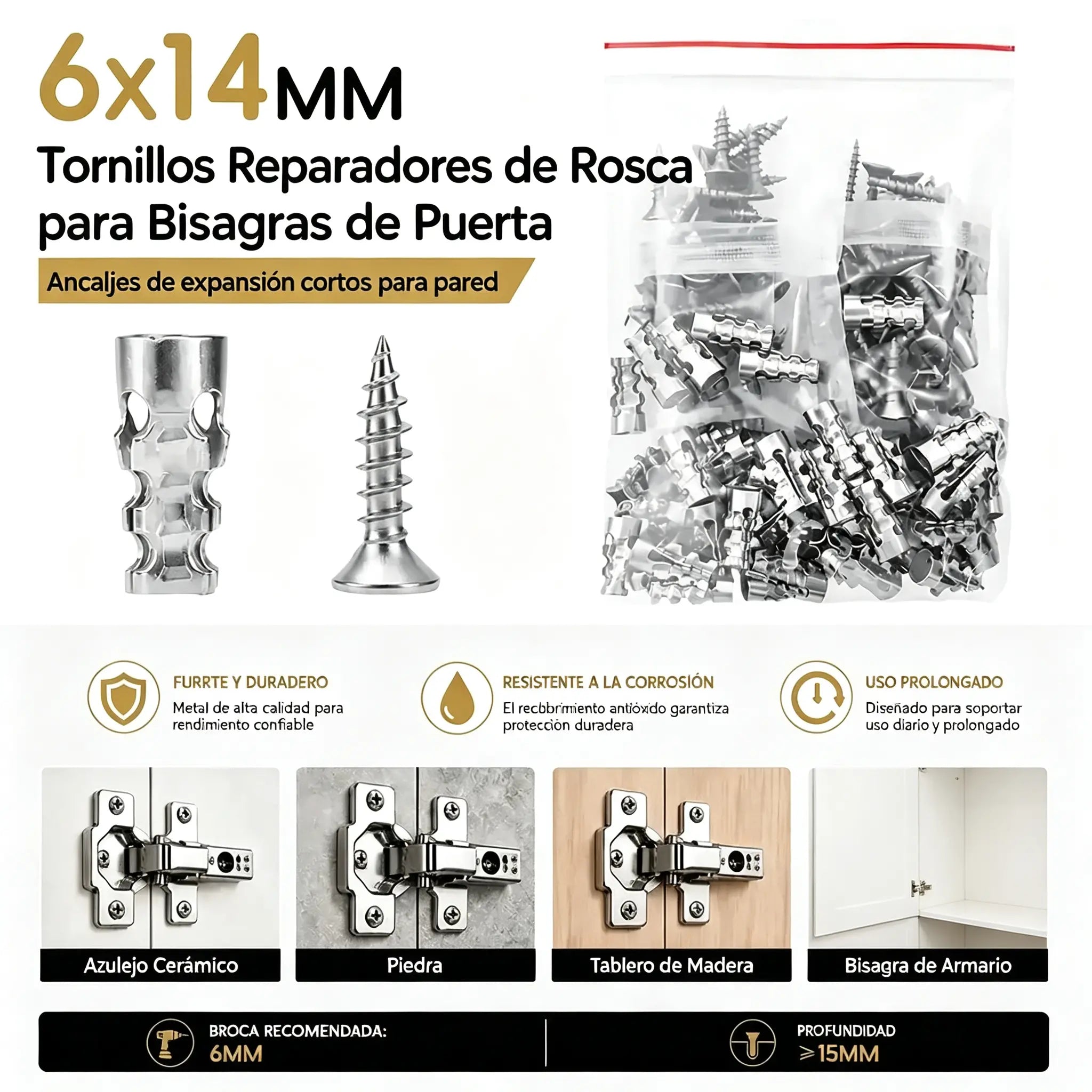 🛠️【100 pares】🔩 Kit de anclajes autoperforantes para paneles de yeso con tornillos 🧱 – Accesorios de montaje en pared fáciles de instalar