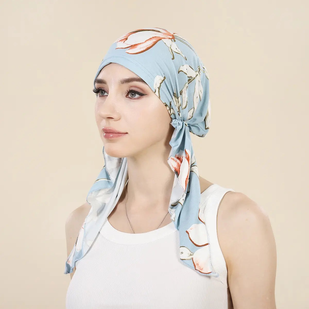 👒 ¡50% DE DESCUENTO POR TIEMPO LIMITADO! ✨ Turbante con estampado floral para mujer, preanudado – Suave, elástico y versátil 🌸