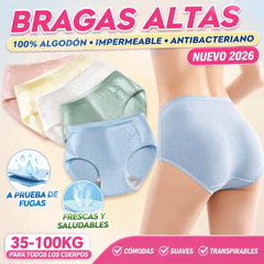 🔥7 piezas por 25 euros【Tallas M-2XL】Nuevas braguitas premium de algodón de talle alto, impermeables y antibacterianas (colección 2026)-【Para pesos de 35 a 100 kg】