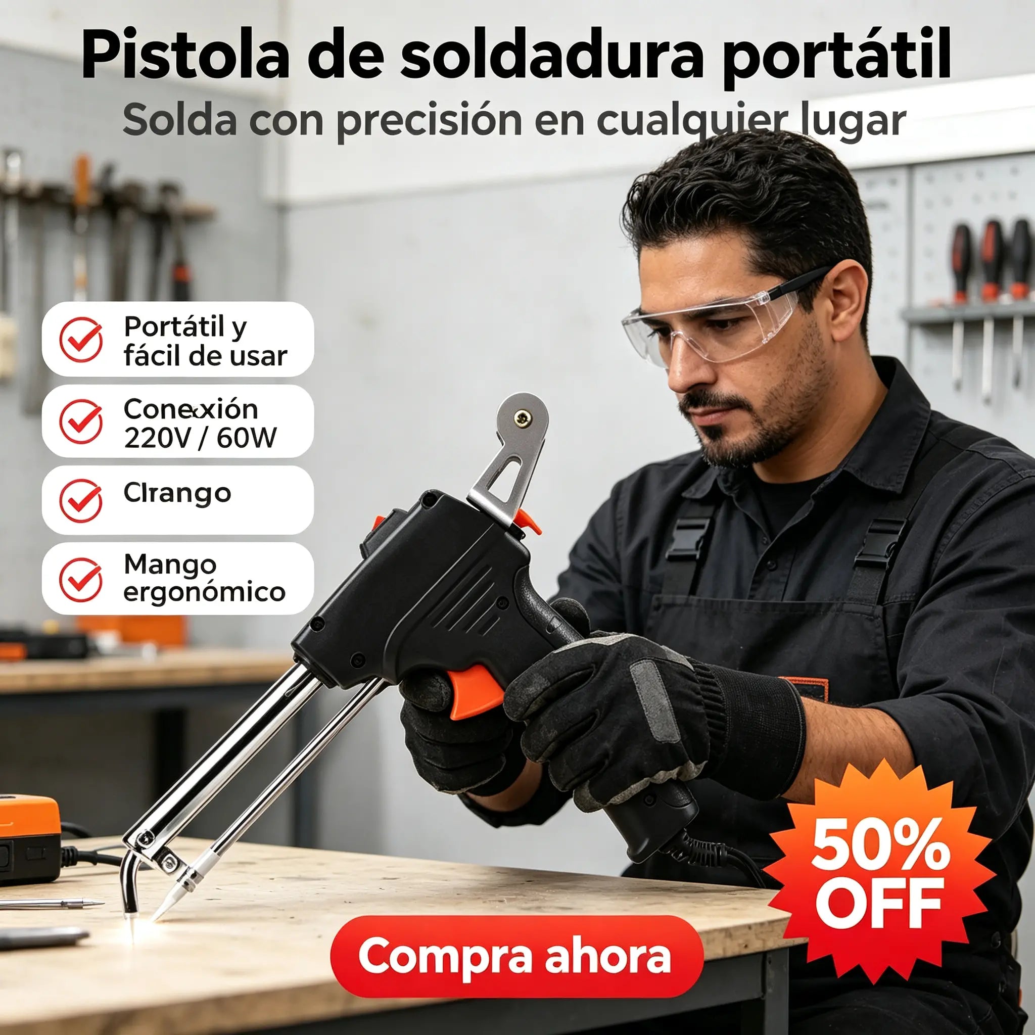 🔥 Soldador Eléctrico con Alimentación de Estaño — ¡Calienta Rápido y Suelda Fácilmente!