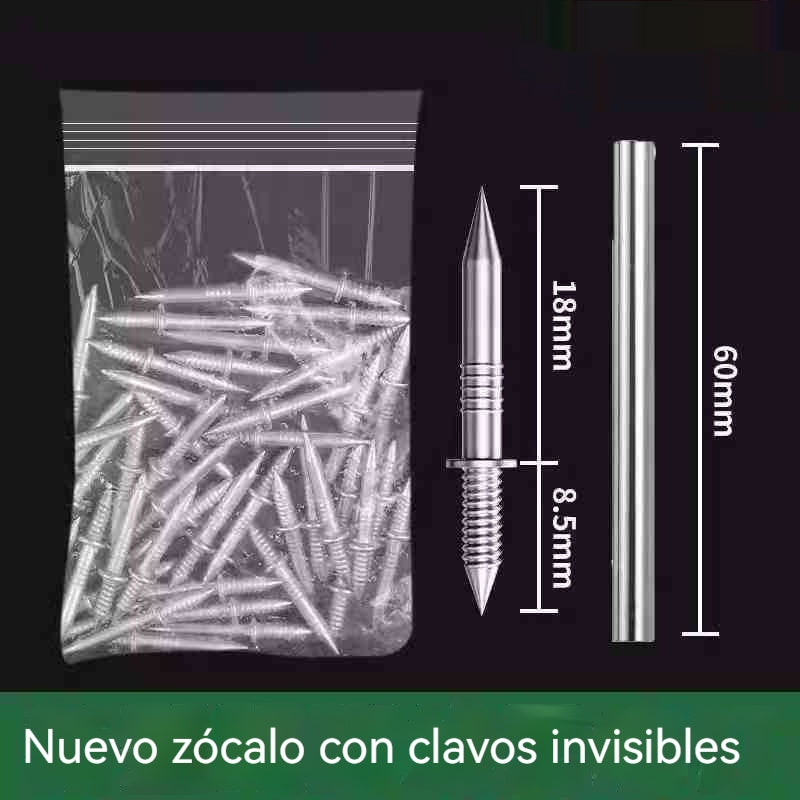 【200 clavos + 2 herramientas de instalación】🚪Clavos de garra bidireccionales sin dejar rastro📌Específicos para zócalos de madera maciza