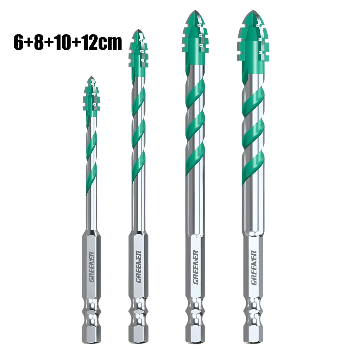 🔩【6+8+10+12mm（4 piezas）】✨Broca de 4 Filos Multimaterial – Perforación Rápida y Precisa en Acero, Vidrio y Cerámica 💪✨