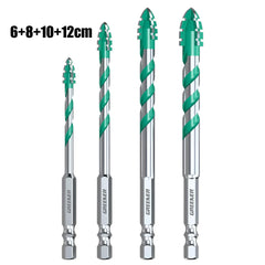 🔩（4 piezas）✨Broca de 4 Filos Multimaterial – Perforación Rápida y Precisa en Acero, Vidrio y Cerámica 💪✨