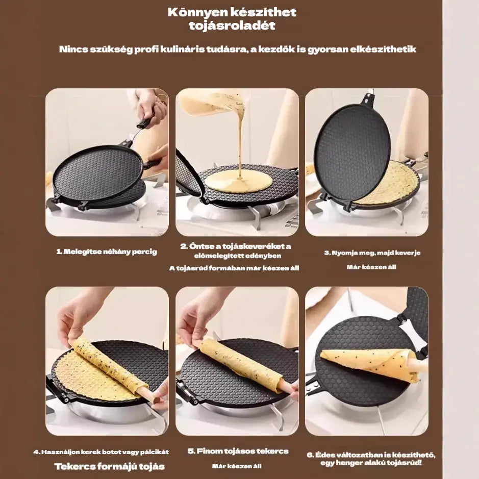 🔥 Sokoldalú tapadásmentes serpenyő: tökéletes palacsinta, steak és fagylalttölcsér készítéséhez! 🥞🥩🍦