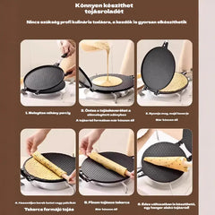🔥 Sokoldalú tapadásmentes serpenyő: tökéletes palacsinta, steak és fagylalttölcsér készítéséhez! 🥞🥩🍦