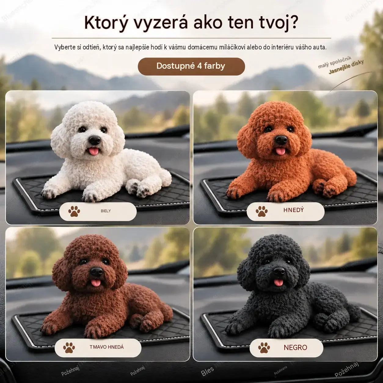 🐶✨Ozdoba na auto v tvare pudla: najroztomilejšie vylepšenie palubnej dosky