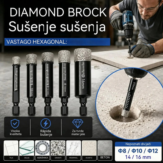【6/8/10/12/14/16 mm Crna polirana glava】1 set za 27 € 🔩 Set od 6 dijamantnih svrdla za precizno bušenje pločica, keramike i stakla.