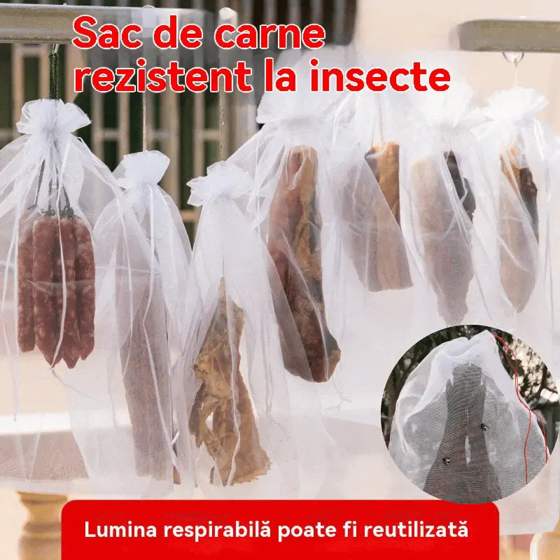 🐷🐮🍖【20/40/60 db】 Speciális gézzsák sertéshús szárításához a rovarok és madarak megelőzésére