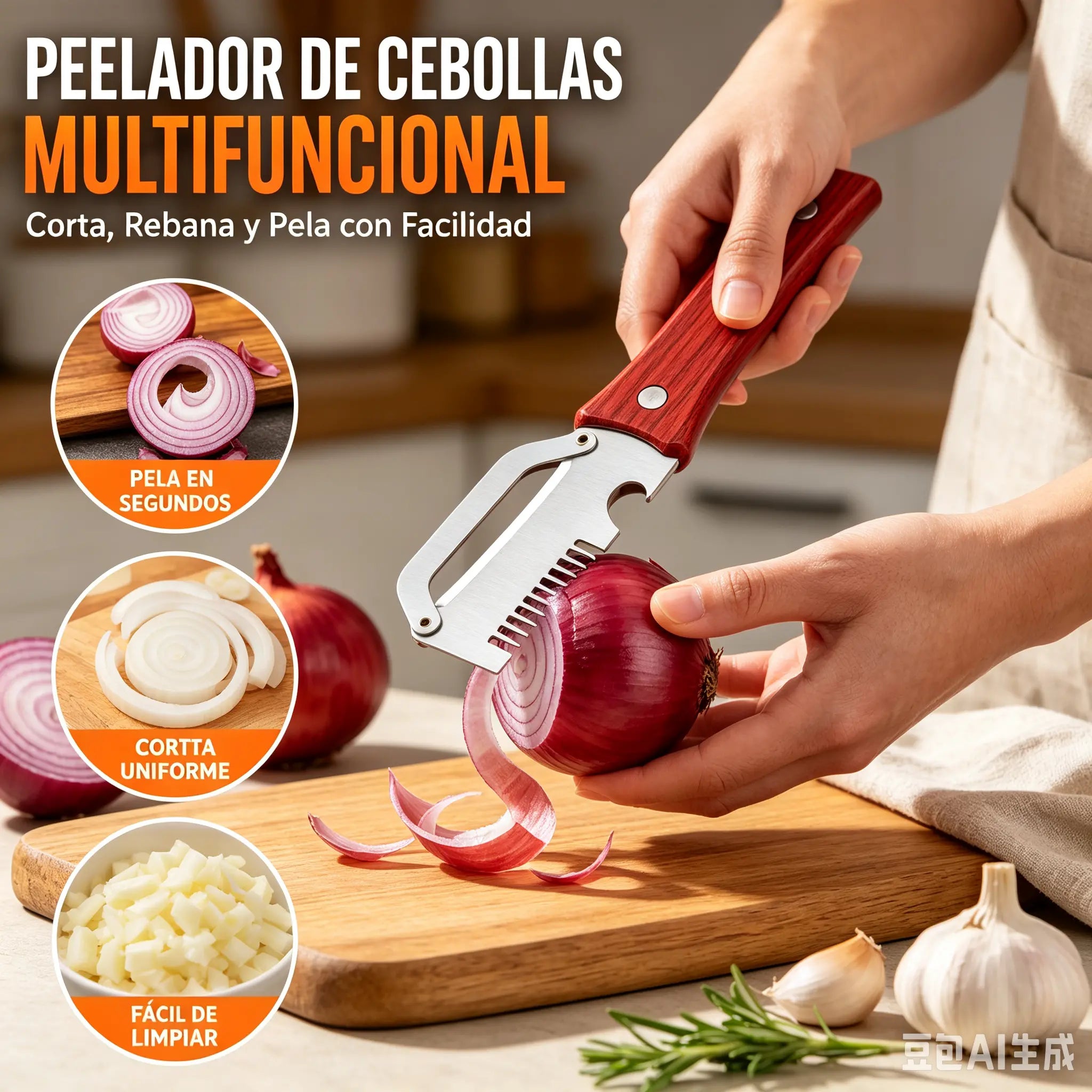 ✅Compra 1 y llévate 1 gratis (2 artículos) 🧅🔪 Pelador de cocina multifuncional 3 en 1: ¡Pela, corta y abre botellas! 🔥