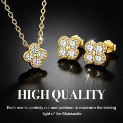 ✨💎Conjunto de collar y pendientes de trébol de cuatro hojas de moissanita