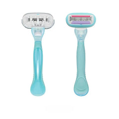 🔥50% de descuento🔥【Paquete de 2】 Mango de afeitadora de mujer de 5 hojas: agarre ergonómico y antideslizante, compatible con cuchillas de repuesto 🪒