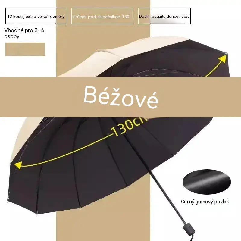 ☔ Skládací deštník s 12 žebry – větruodolný, vodotěsný a lehký do deště i slunce 🌞