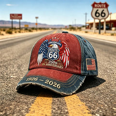 Gorra de béisbol retro ajustable de la Ruta 66, la elección perfecta para los entusiastas del ciclismo.