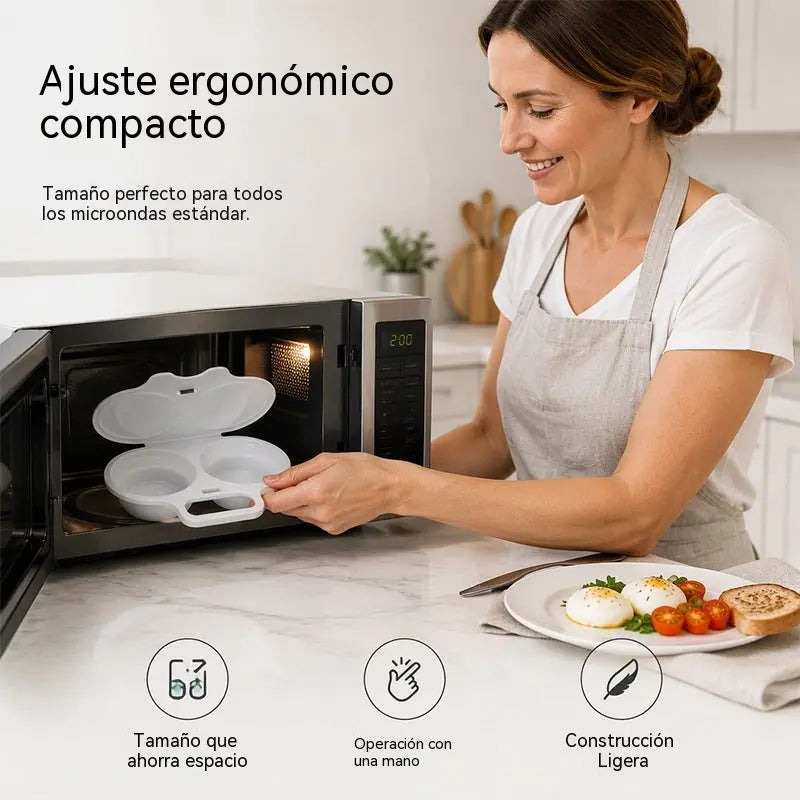 🍳 Huevera de Microondas 2 Huevos | Cocina Huevos al Vapor en Minutos Sin Aceite