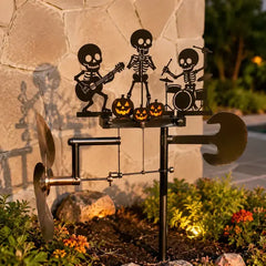 🔥¡Gran venta! 49% de descuento💀🎃Molino de viento con forma de calavera y tamborilero de metal
