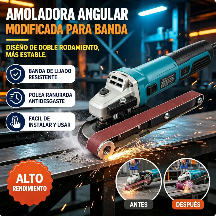 🧰 Lijadora angular de banda [1 juego de lijadora de banda + 15 bandas adicionales]