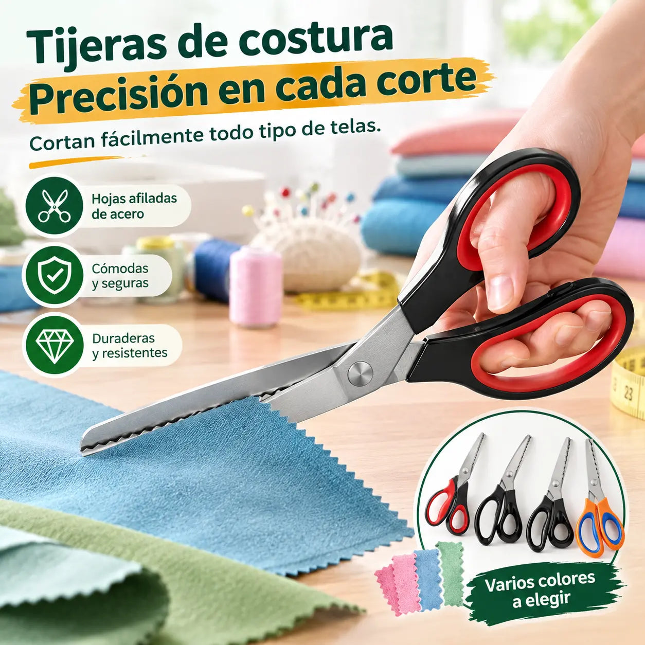 ✂️Tijeras profesionales dentadas, adecuadas para costura, manualidades y proyectos de bricolaje cotidianos.