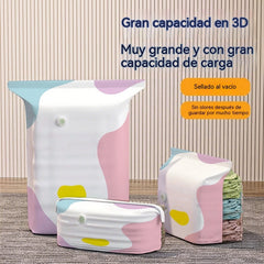 【Juego de 5 piezas】 Bolsa de almacenamiento al vacío grande y compresible: no requiere bomba, es a prueba de fugas e ideal para ahorrar espacio en maletas y en casa