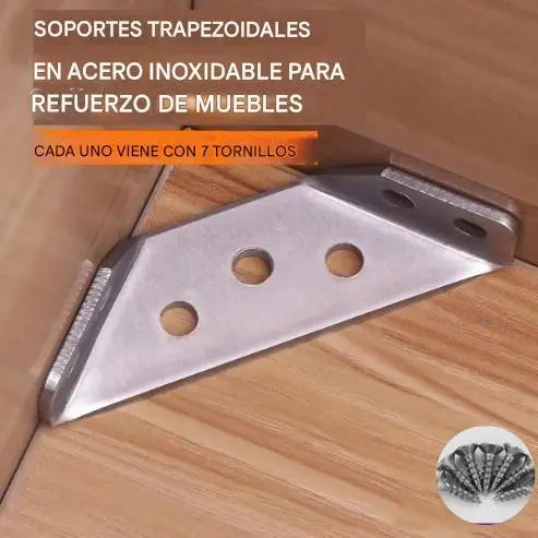 【10 soportes + 70 tornillos】 Escuadra Reforzada de Acero Inoxidable 90° – Soporte Multifunción para Reparar y Reforzar Muebles 🛠️