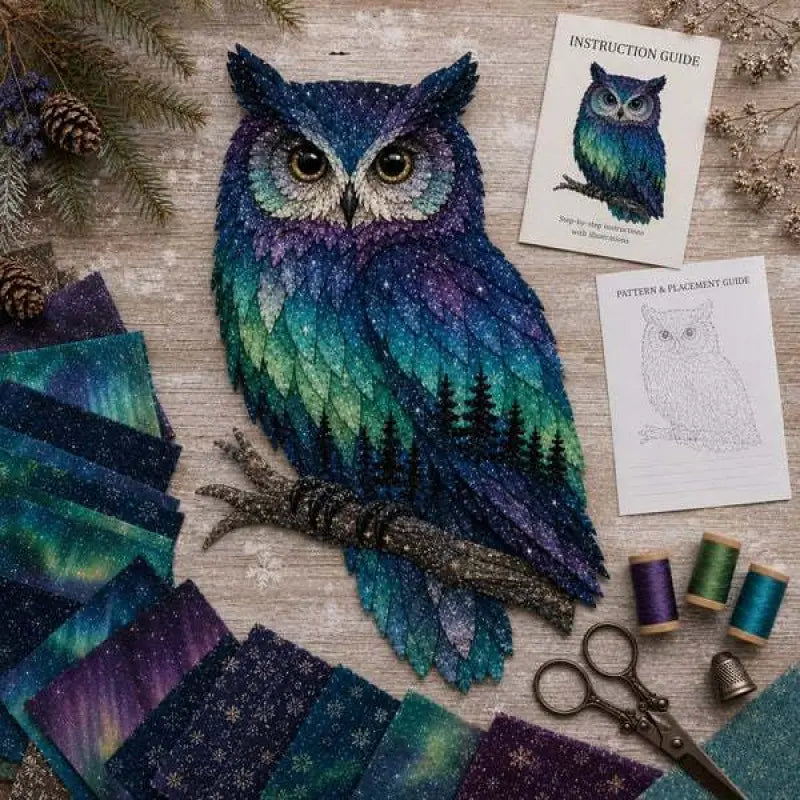 🐺🧵Último día, 49% de descuento: Set de patchwork DIY de la fauna de las auroras boreales.✨