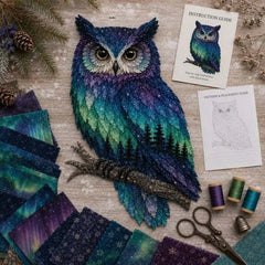🐺🧵Último día, 49% de descuento: Set de patchwork DIY de la fauna de las auroras boreales.✨