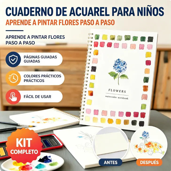 【Compra 1 y llévate 1 gratis】🎨El juego completo de libros de pintura en acuarela incluye pinturas de acuarela y pinceles gratis.